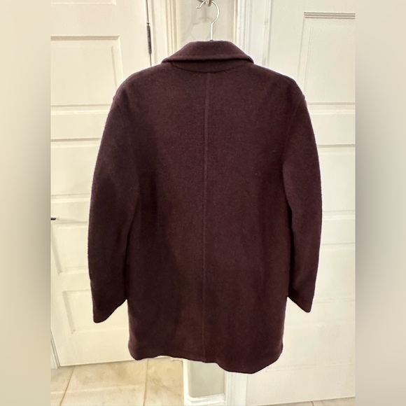 Vintage J. CREW Boiled Wool Coat Sz Large Petite Chocolate Brown Pockets Preppy - Picture 2 of 4